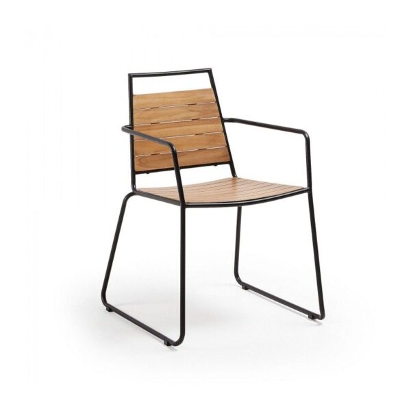 Sillon Komfort madera teca y metal negro