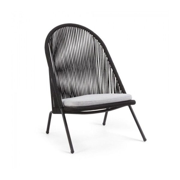 Sillón Stad metal negro cuerda negra