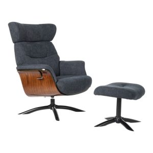 Butaca Osaka azul marino con reposapiés de chitra