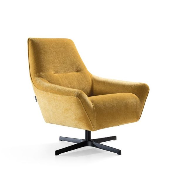 Butaca Nepal en amarillo con pie giratorio negro