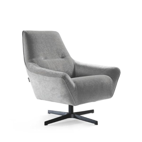 Butaca Nepal en gris con pie giratorio negro Butaca Nepal en gris con pie giratorio negro