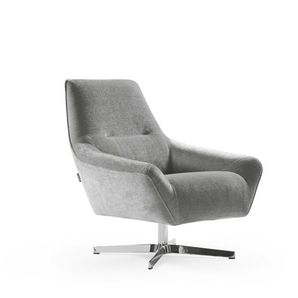 Butaca Nepal en gris con pie giratorio cromado Butaca Nepal en gris con pie giratorio cromado