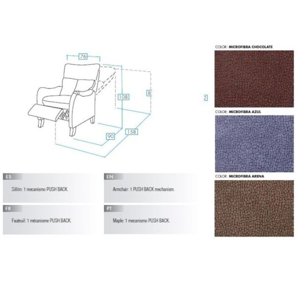 Medidas y tapicerías de la Butaca Relax Camboya de Chitra Medidas y tapicerías de la Butaca Relax Camboya de Chitra