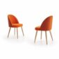 Silla 270 Respaldo Curvo Tapizada naranja y madera color natural