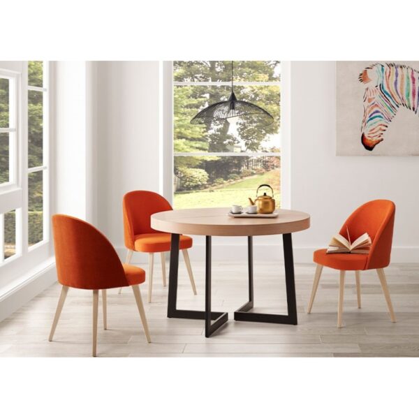 Silla 270 Silla 270 Respaldo Curvo Tapizada naranja y madera color natural