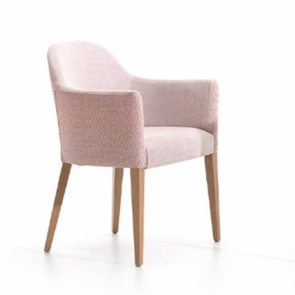 Sillón 303 Tapizado rosa combinable y madera natural clarita