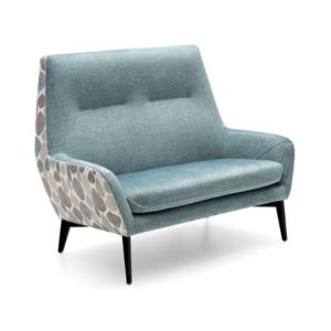 Sofá Catania en turquesa y pata metal negro de Tapicerías Navarro