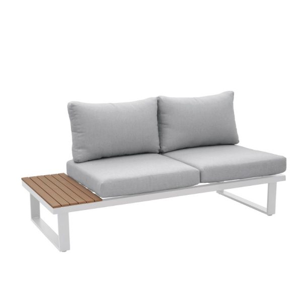 Set de muebles de exterior Alcudia para jardín y terraza. Cojunto de sofás, rinconera y mesa