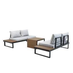 Set de muebles de exterior Pollensa para jardín y terraza. Conjunto de sofás, rinconera y mesa