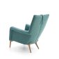 Butaca Ágata turquesa con pata madera de Tapicerías Navarro