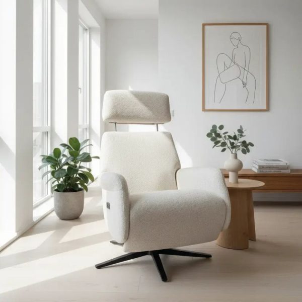 Sillón Relax Vega en borreguito beige giratorio de Tapicerías Navarro Sillón Relax Vega en borreguito beige giratorio de Tapicerías Navarro