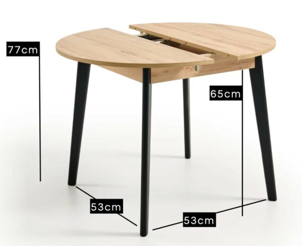 Medida mesa redonda extensible helen pie blanco tapa roble Medida mesa redonda extensible helen pie blanco tapa roble