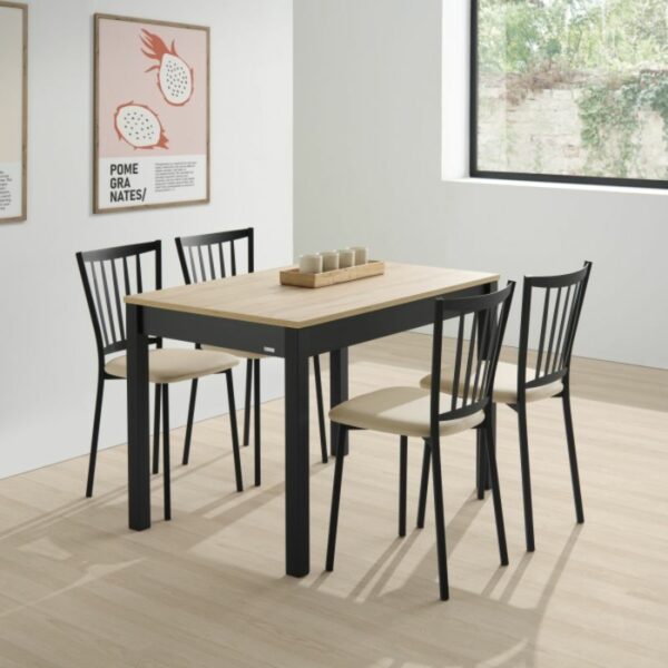 Mesa arona extensible tapa madera pie negro Mesa arona extensible tapa madera pie negro para cocina