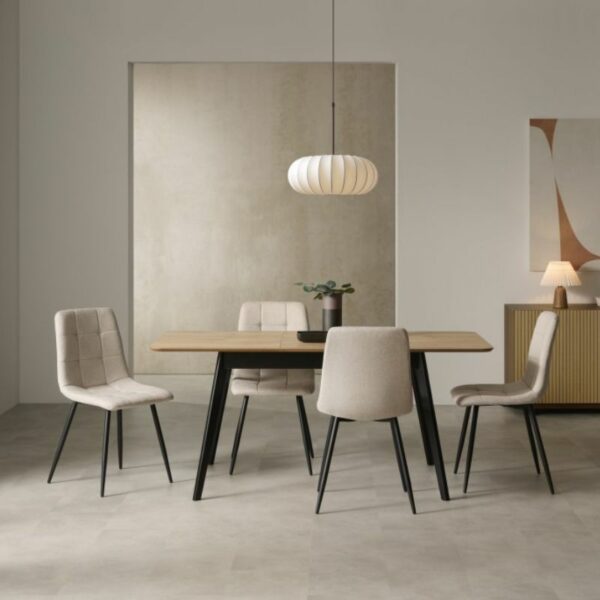 Mesa fany pie negro tapa roble para cocina comedor Mesa fany pie negro tapa roble para cocina comedor